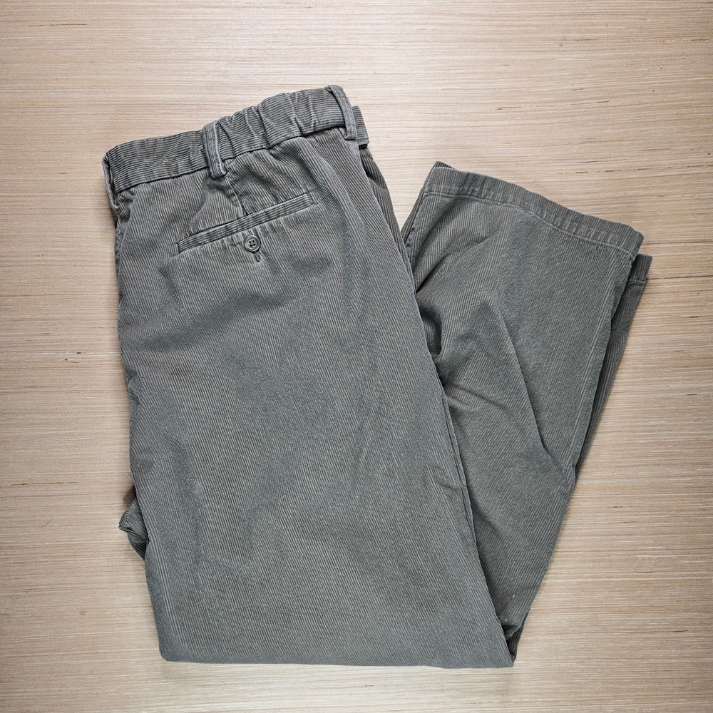 Croft &‎ Barrow Mens Corduroy Pants 40x30 Gray Brown Straight Leg Casual Khakis